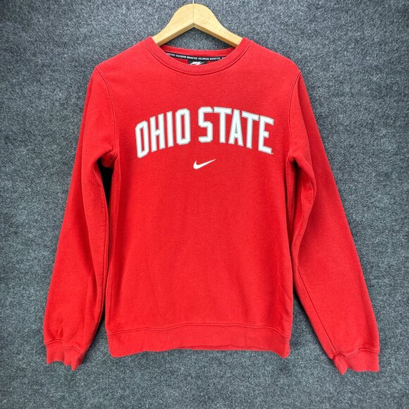 Nike Ohio State Sweatshirt Small‎ Red Pullover Buckeyes Center Swoosh Crew Neck - Picture 1 of 12